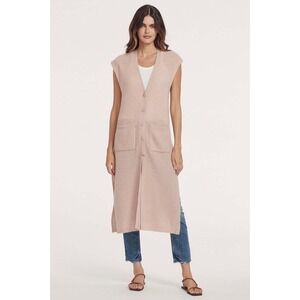 NWT 360 Cashmere Jasmin 100% Cashmere Long Duster Cardigan Adobe Pink L $518